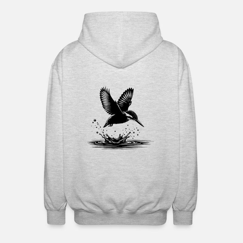 Martin-pêcheur attrapant du poisson - Veste à capuche unisexe - gris clair chiné