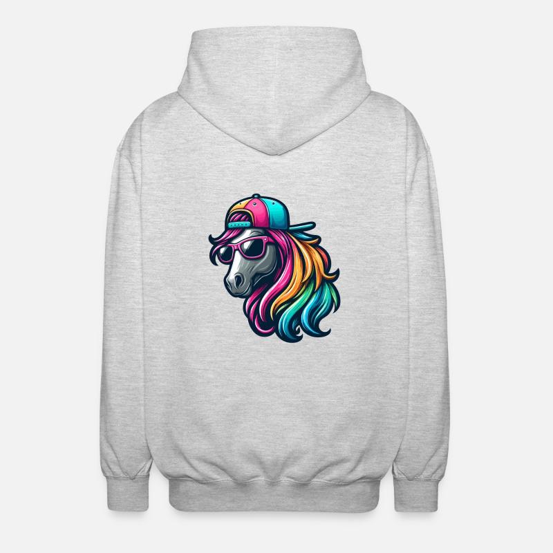 Rainbow Cool Horse - Unisex Hooded Jacket - light heather grey