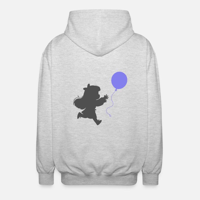 Mädchen mit einem Luftballon - Unisex Kapuzenjacke - Hellgrau meliert
