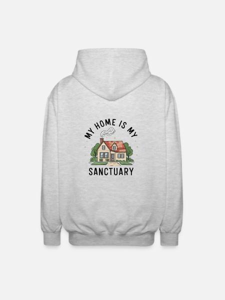 My home is my refuge. - Unisex Hooded Jacket - light heather grey