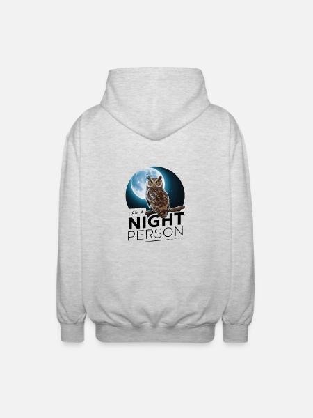 I'm a night person. - Unisex Hooded Jacket - light heather grey