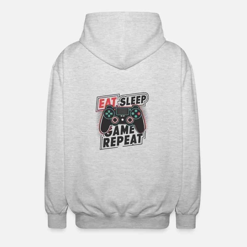 Eat, Sleep, Game, Repeat - Unisex Kapuzenjacke - Hellgrau meliert