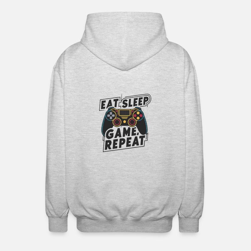 Eat, Sleep, Game, Repeat - Unisex Hooded Jacket - light heather grey