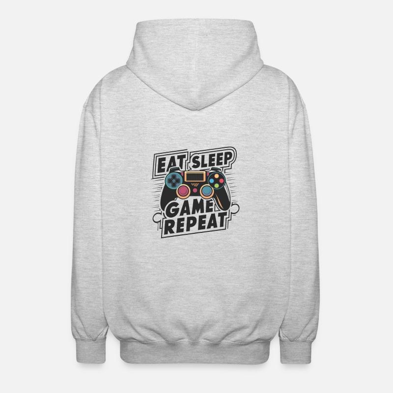 Eat, Sleep, Game, Repeat - Unisex Hooded Jacket - light heather grey