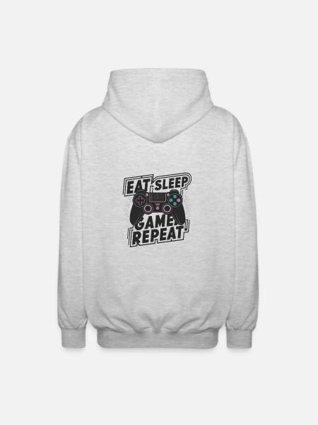 Eat, Sleep, Game, Repeat - Unisex Hooded Jacket - light heather grey