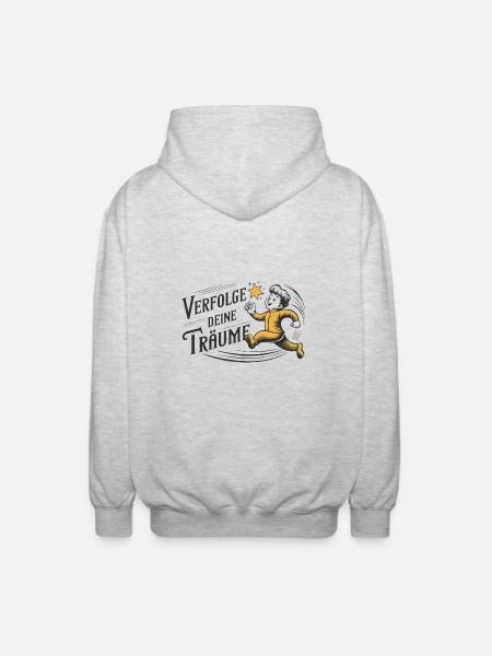 Verfolge deine Träume - Unisex Kapuzenjacke - Hellgrau meliert