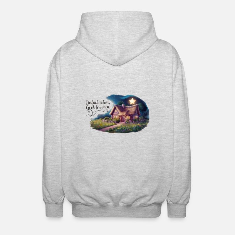 Einfach leben, groß Träumen - Unisex Kapuzenjacke - Hellgrau meliert