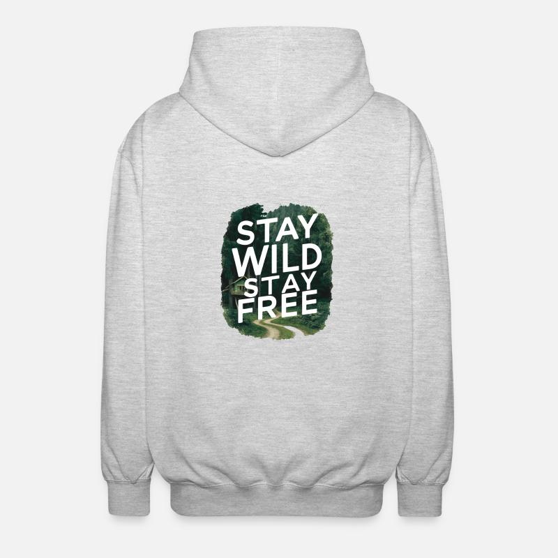 Bleib wild, bleib frei - Unisex Kapuzenjacke - Hellgrau meliert