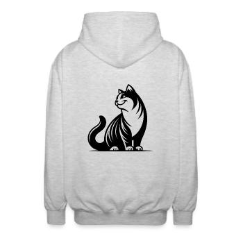 Chat ronronnant au look mignon - Veste à capuche unisexe - gris clair chiné - Dos - AI Model Male 185 light (185cm)