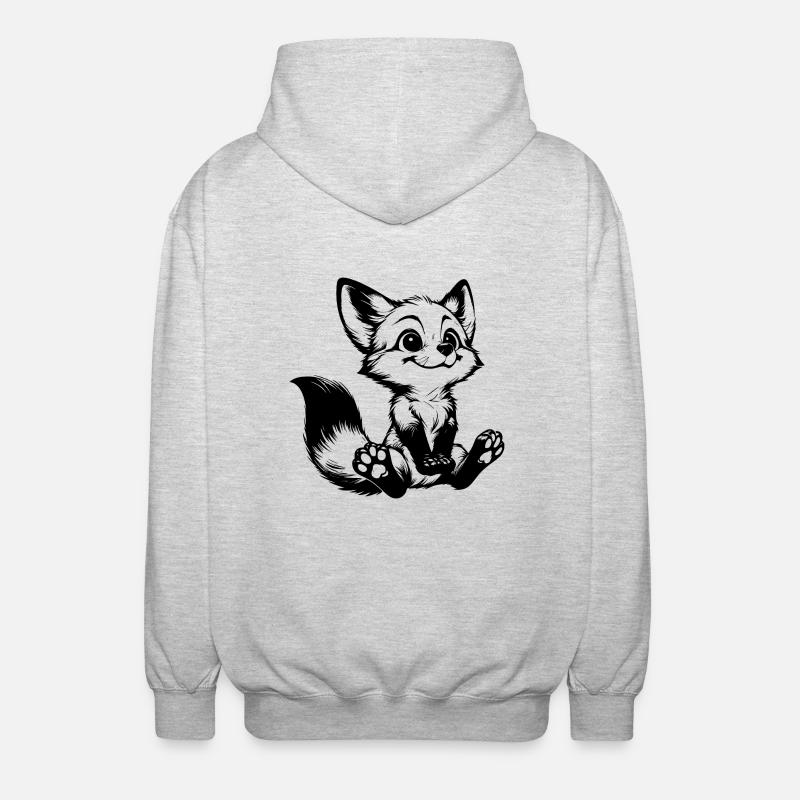 Curious Fox Drawing Seated Fox - Unisex Hooded Jacket - light heather grey
