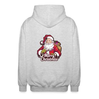 Weihnachtsmann – Frohe Weihnachten Illustration - Unisex Kapuzenjacke - Hellgrau meliert - Hinten - AI Model Male 185 light (185cm)