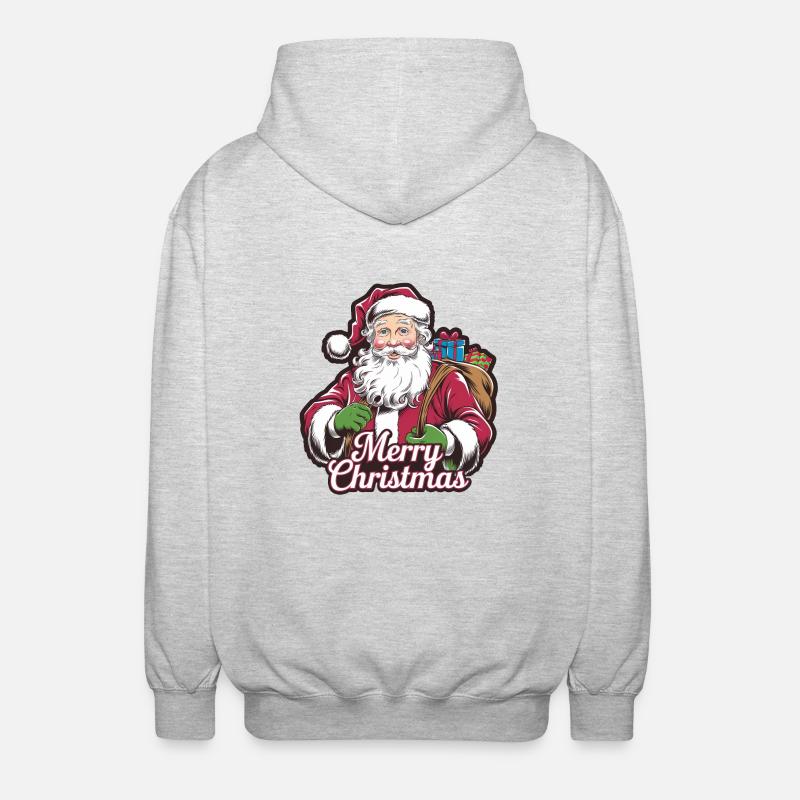 Père Noël – Joyeux Noël Illustration - Veste à capuche unisexe - gris clair chiné