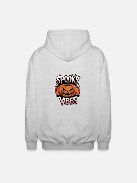 Spooky Jack-o'-lantern – Spooky Vibes - Unisex Hooded Jacket - light heather grey