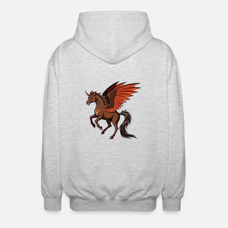 Kampfbereites Dämonenpferd - Unisex Kapuzenjacke - Hellgrau meliert