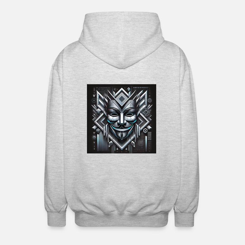 Anon Maske mit 3D Effekt - Unisex Kapuzenjacke - Hellgrau meliert