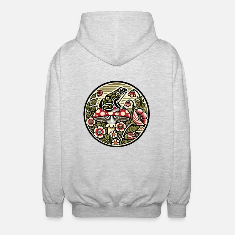 Grenouille et champignon - Veste à capuche unisexe - gris clair chiné