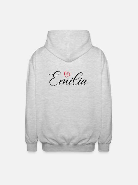 emilia name herz - Unisex Kapuzenjacke - Hellgrau meliert