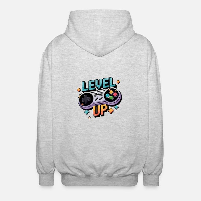 Level Up – Gaming Controller - Unisex Kapuzenjacke - Hellgrau meliert
