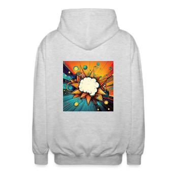 Vibrant Abstract Explosive Cloud Design - Unisex Hooded Jacket - light heather grey - Back - AI Model Male 185 light (185cm)