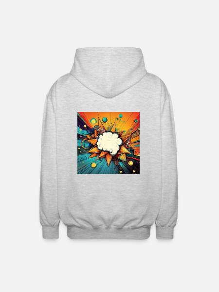 Vibrant Abstract Explosive Cloud Design - Unisex Hooded Jacket - light heather grey
