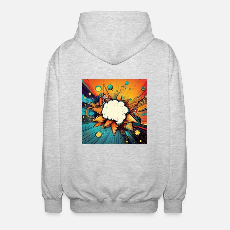 Vibrant Abstract Explosive Cloud Design - Unisex Hooded Jacket - light heather grey