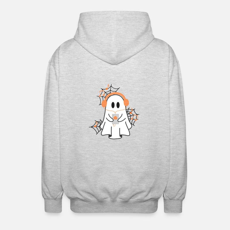 Geist mit Kopfhörer - Unisex Kapuzenjacke - Hellgrau meliert