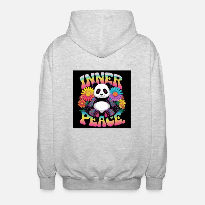 Innerer Frieden, meditierender Panda - Unisex Kapuzenjacke - Hellgrau meliert