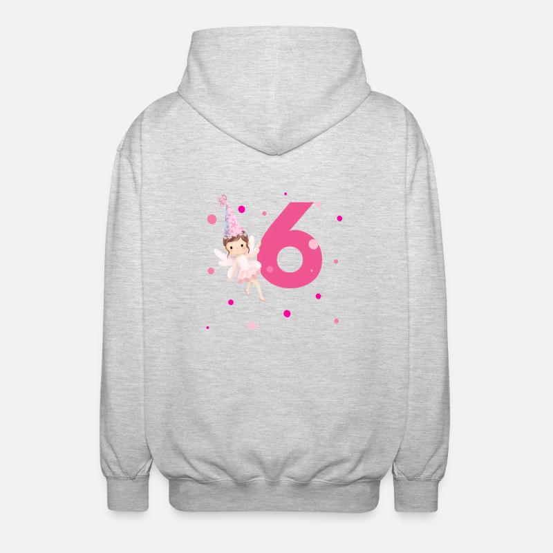 6e anniversaire fée rose - Veste à capuche unisexe - gris clair chiné