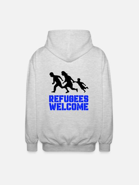 Refugees Welcome - Unisex Hooded Jacket - light heather grey