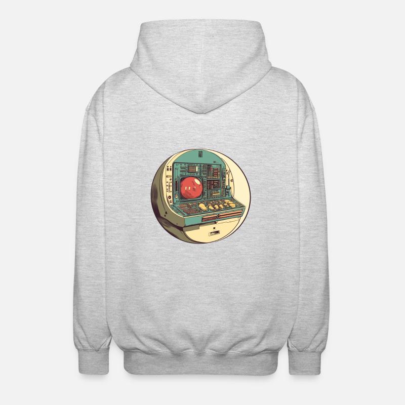 Retro-Computer: Die Anfänge der Technik! - Unisex Kapuzenjacke - Hellgrau meliert