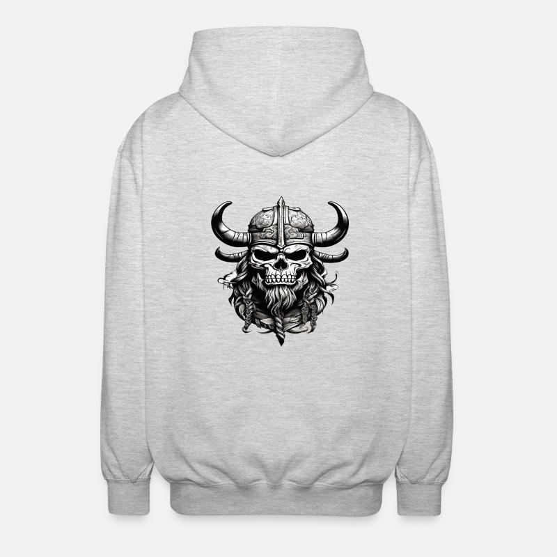 Wikinger Schädel - Unisex Kapuzenjacke - Hellgrau meliert