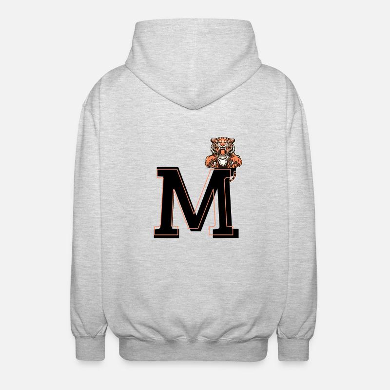 Letter m tiger - gift idea - Unisex Hooded Jacket - light heather grey
