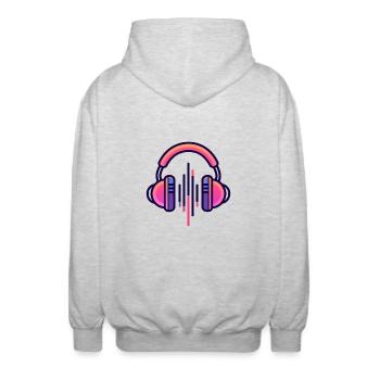 Kopfhörer, Musikfächer, Logo-Kopfhörer - Unisex Kapuzenjacke - Hellgrau meliert - Hinten - AI Model Male 185 light (185cm)