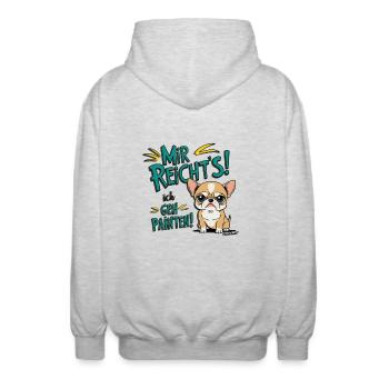Mir reichts ich geh Painten - Grummel Chihuahua - Unisex Kapuzenjacke - Hellgrau meliert - Hinten - AI Model Male 185 light (185cm)