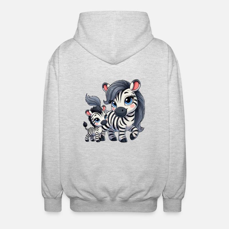 Zebra-Mutter mit Kind - Unisex Kapuzenjacke - Hellgrau meliert