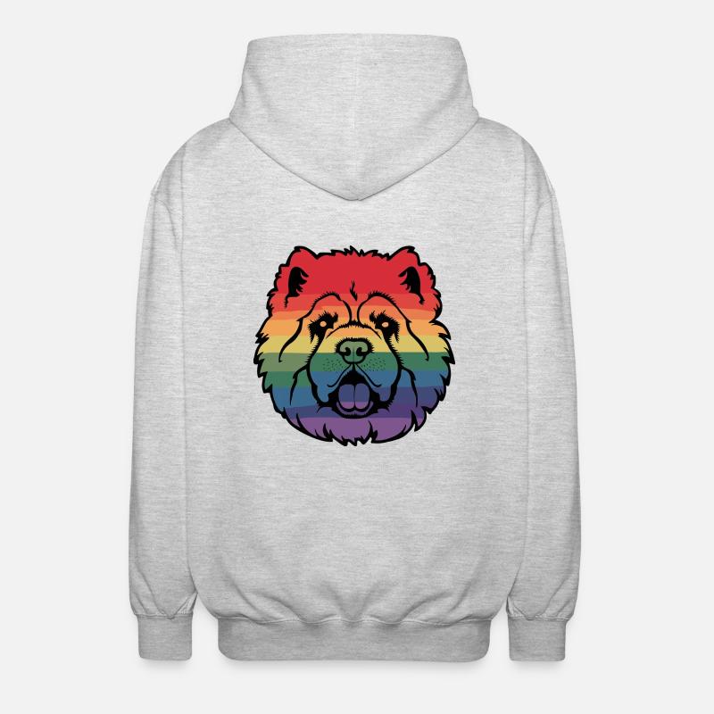 Rainbow Chow Chow - Unisex Hooded Jacket - light heather grey