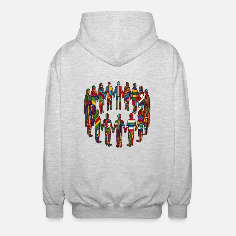 Unity in Diversity – Gemeinsam stark - Unisex Kapuzenjacke - Hellgrau meliert