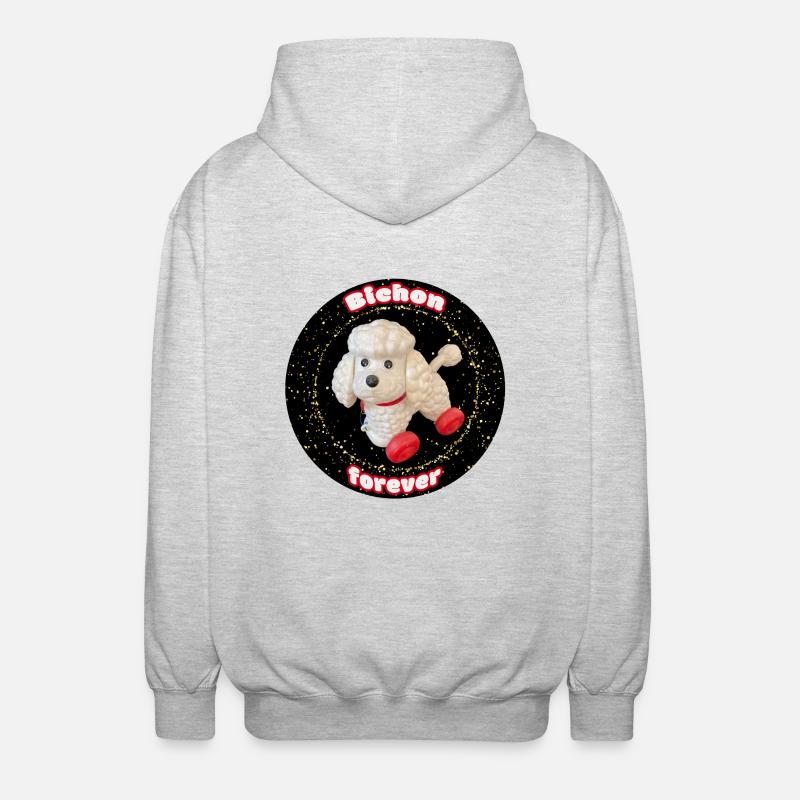 Bichon forever paillettes rond - Veste à capuche unisexe - gris clair chiné