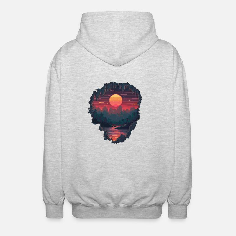 Trou dans un monde pixélisé - Veste à capuche unisexe - gris clair chiné