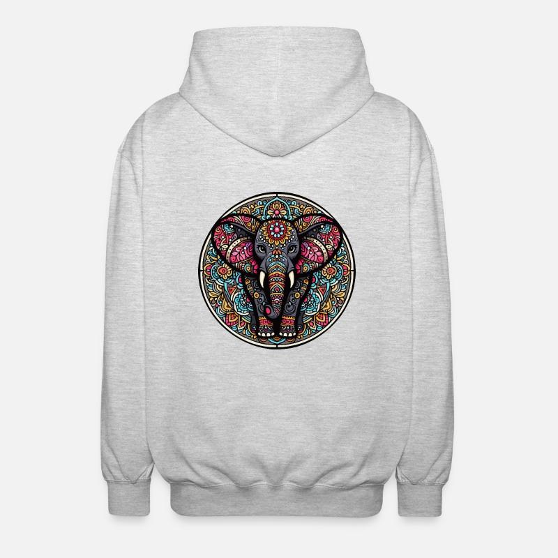Indian mantra elephant - Unisex Hooded Jacket - light heather grey