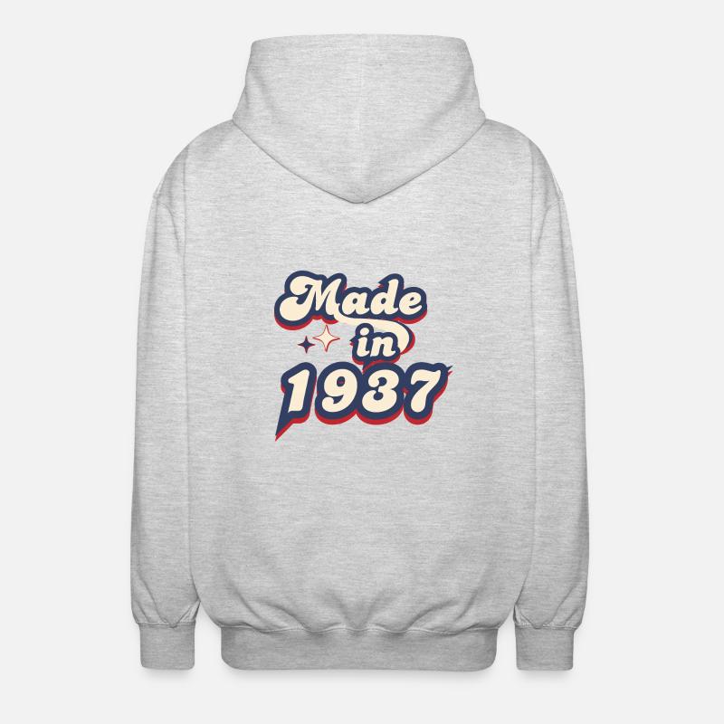 Made in 1937 retro - Veste à capuche unisexe - gris clair chiné
