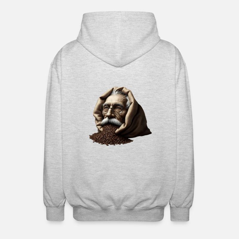 Mann in Kaffeebohnen - Unisex Kapuzenjacke - Hellgrau meliert