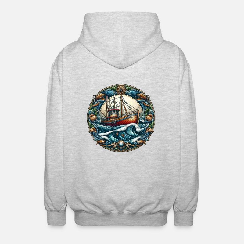 Fischkutter - Unisex Kapuzenjacke - Hellgrau meliert