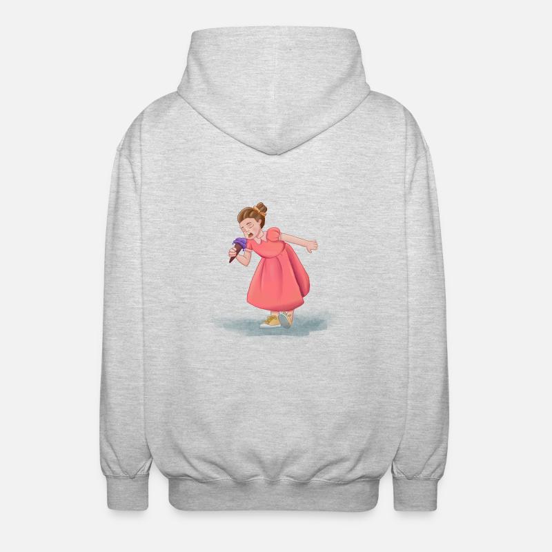 Mädchen mit Kleid und Eis - Unisex Kapuzenjacke - Hellgrau meliert