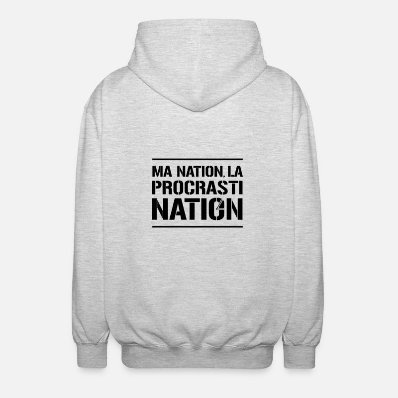 MA NATION ? LA PROCRASTINATION ! (noir) - Veste à capuche unisexe - gris clair chiné