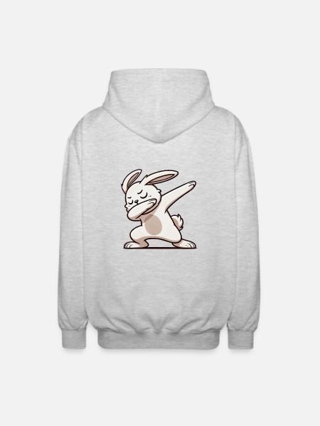 Rabbit Rabbit Dabbing - Unisex Hooded Jacket - light heather grey