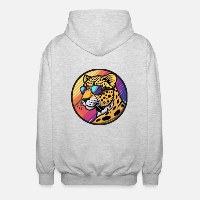 Leopard Comic Cool Sommer - Unisex Kapuzenjacke - Hellgrau meliert
