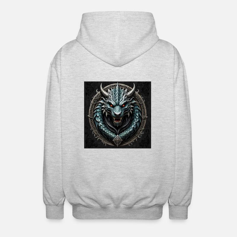Drache - Unisex Kapuzenjacke - Hellgrau meliert