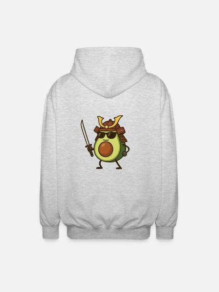 Avocado Samurai - Unisex Hooded Jacket - light heather grey