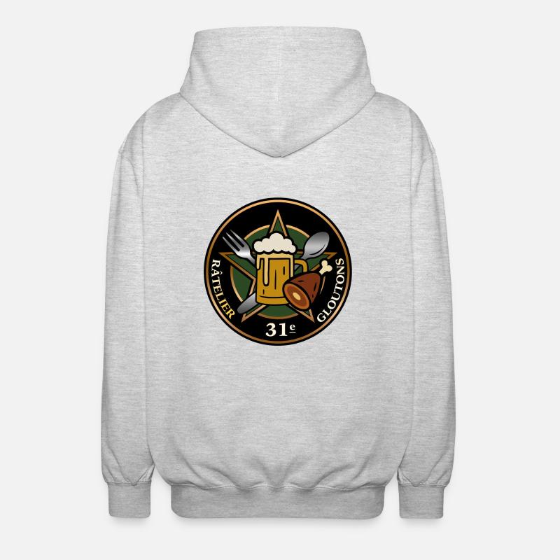 Insigne – 31e Râtelier de Gloutons - Veste à capuche unisexe - gris clair chiné